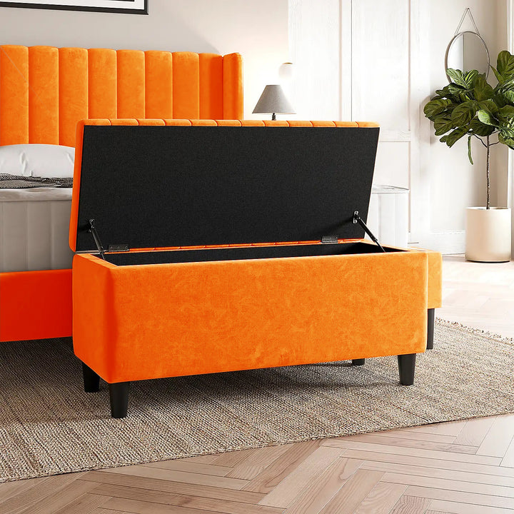 Lined Upholstered Ottoman Storage Box