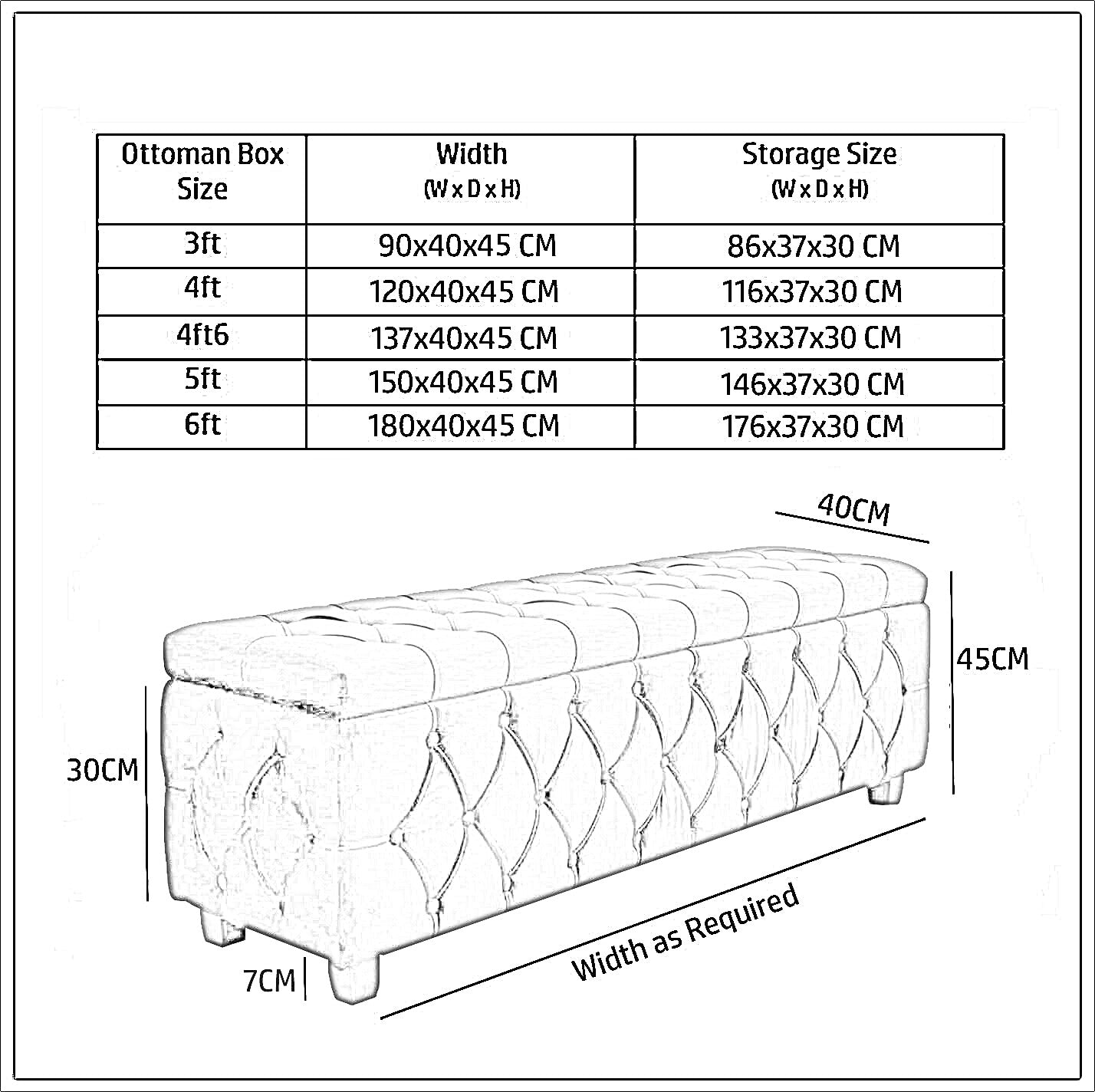 Riga Full Upholstered Ottoman Box