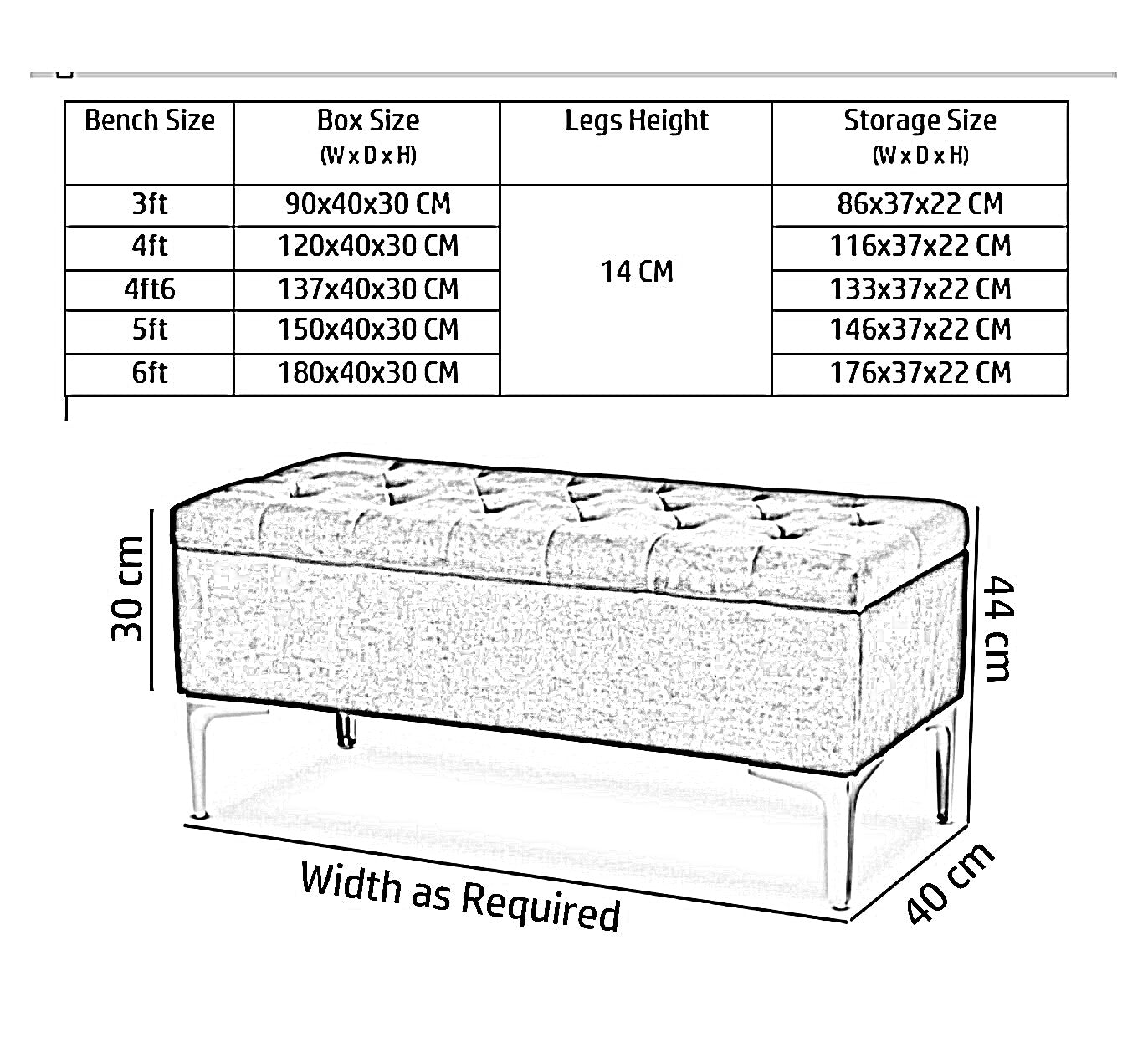 Modena Chesterfield Storage Bench