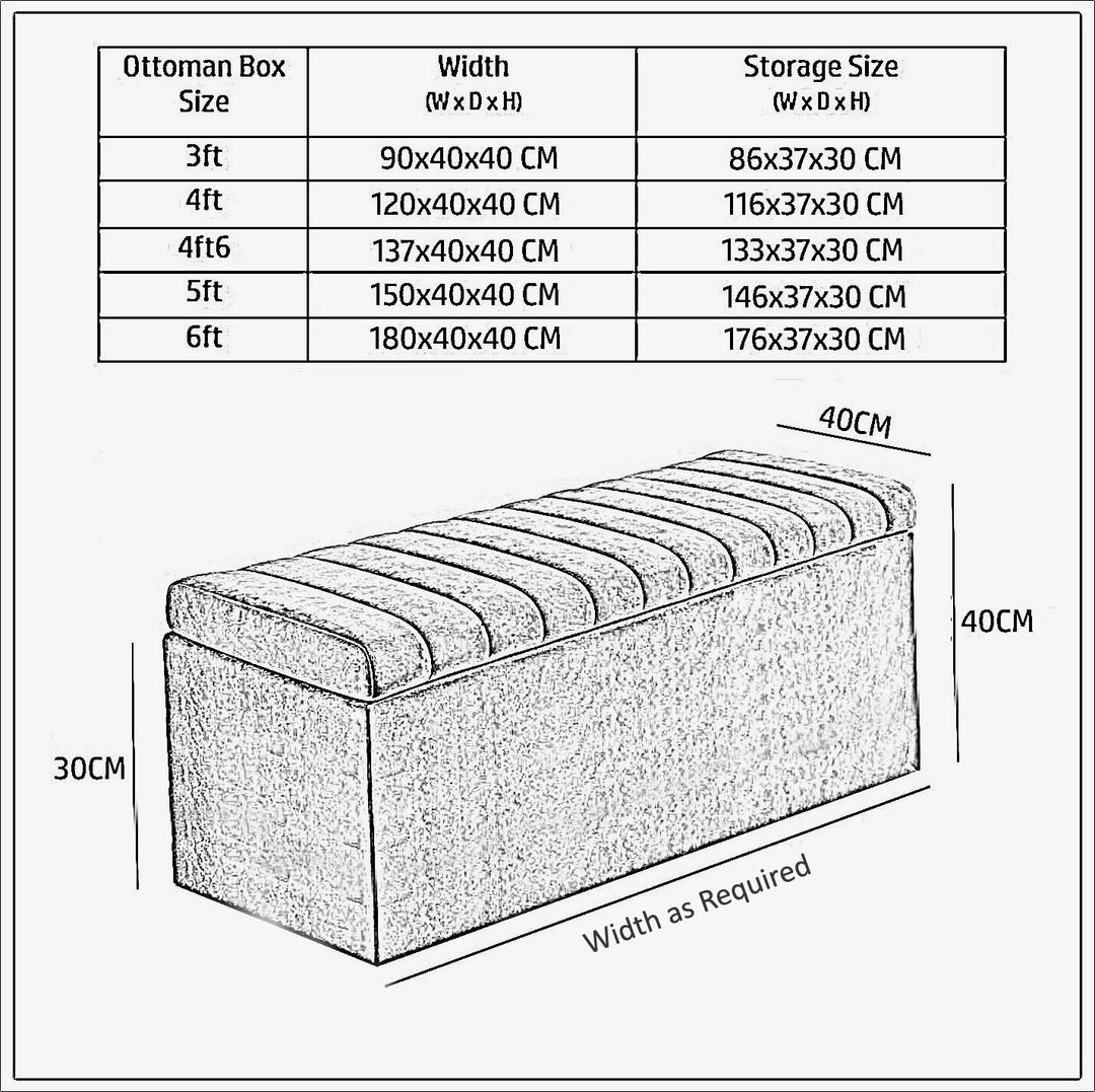 Safar Large Ottoman Storage Box - Upholstered Blanket Box