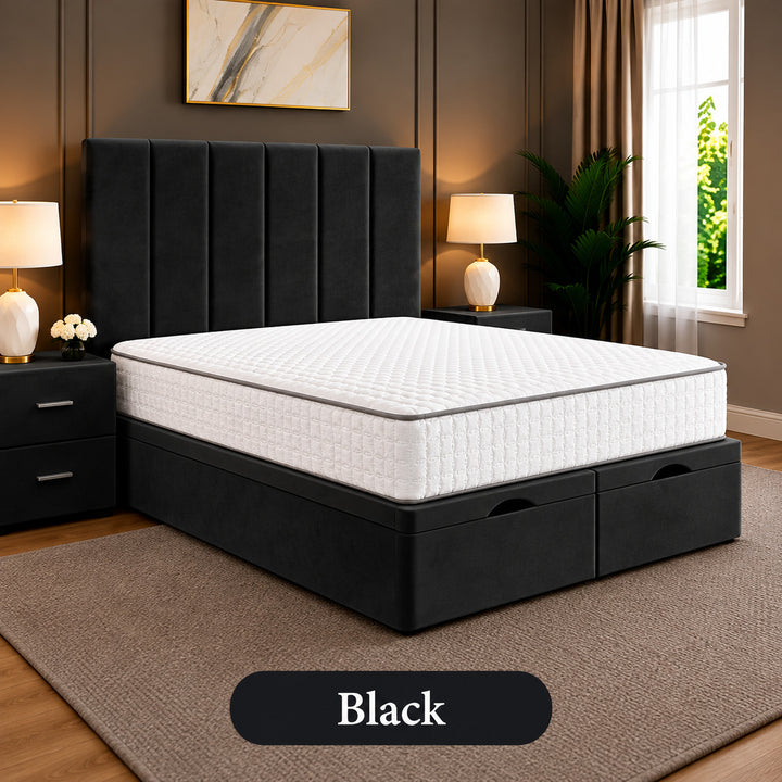 Eva Divan Storage Striped Ottoman Bed Frame