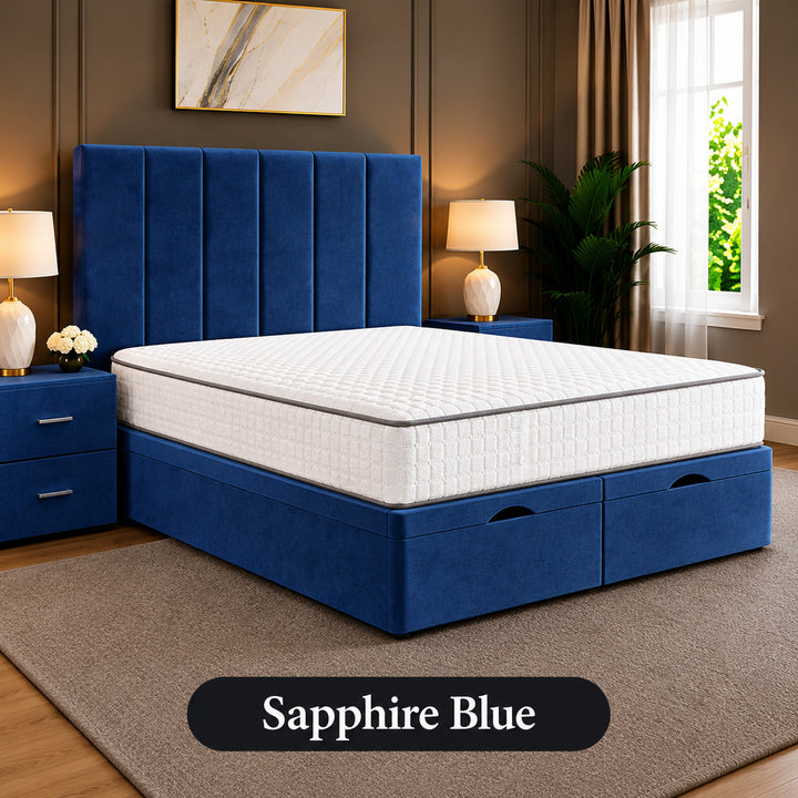 Eva Divan Storage Striped Ottoman Bed Frame