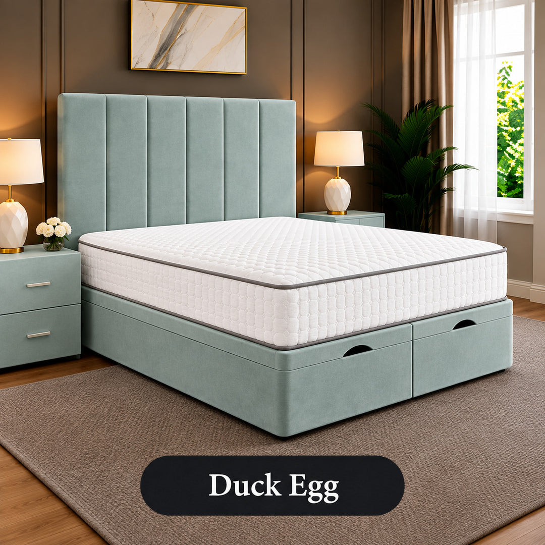 Eva Divan Storage Striped Ottoman Bed Frame