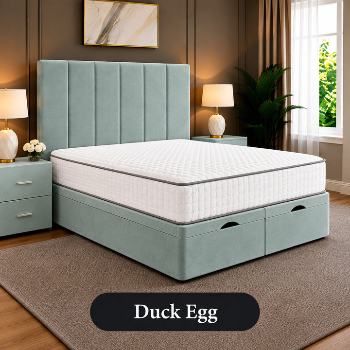 Eva Divan Storage Striped Ottoman Bed Frame