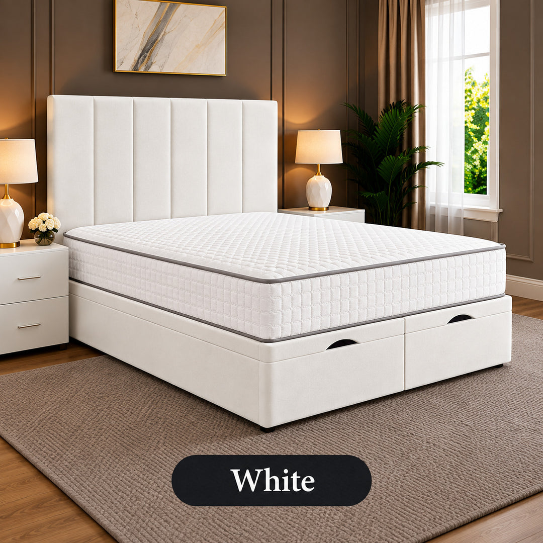 Eva Divan Storage Striped Ottoman Bed Frame