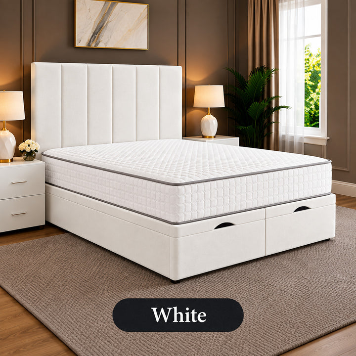 Eva Divan Storage Striped Ottoman Bed Frame