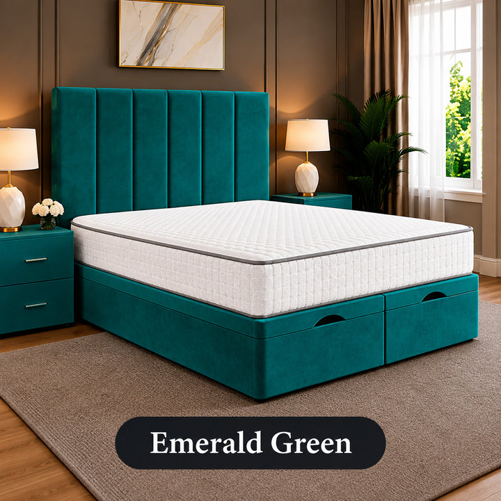 Eva Divan Storage Striped Ottoman Bed Frame