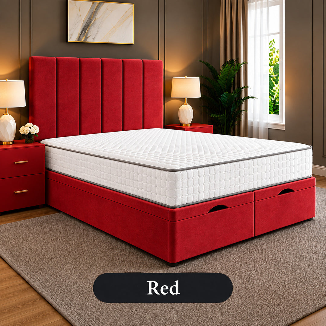 Eva Divan Storage Striped Ottoman Bed Frame
