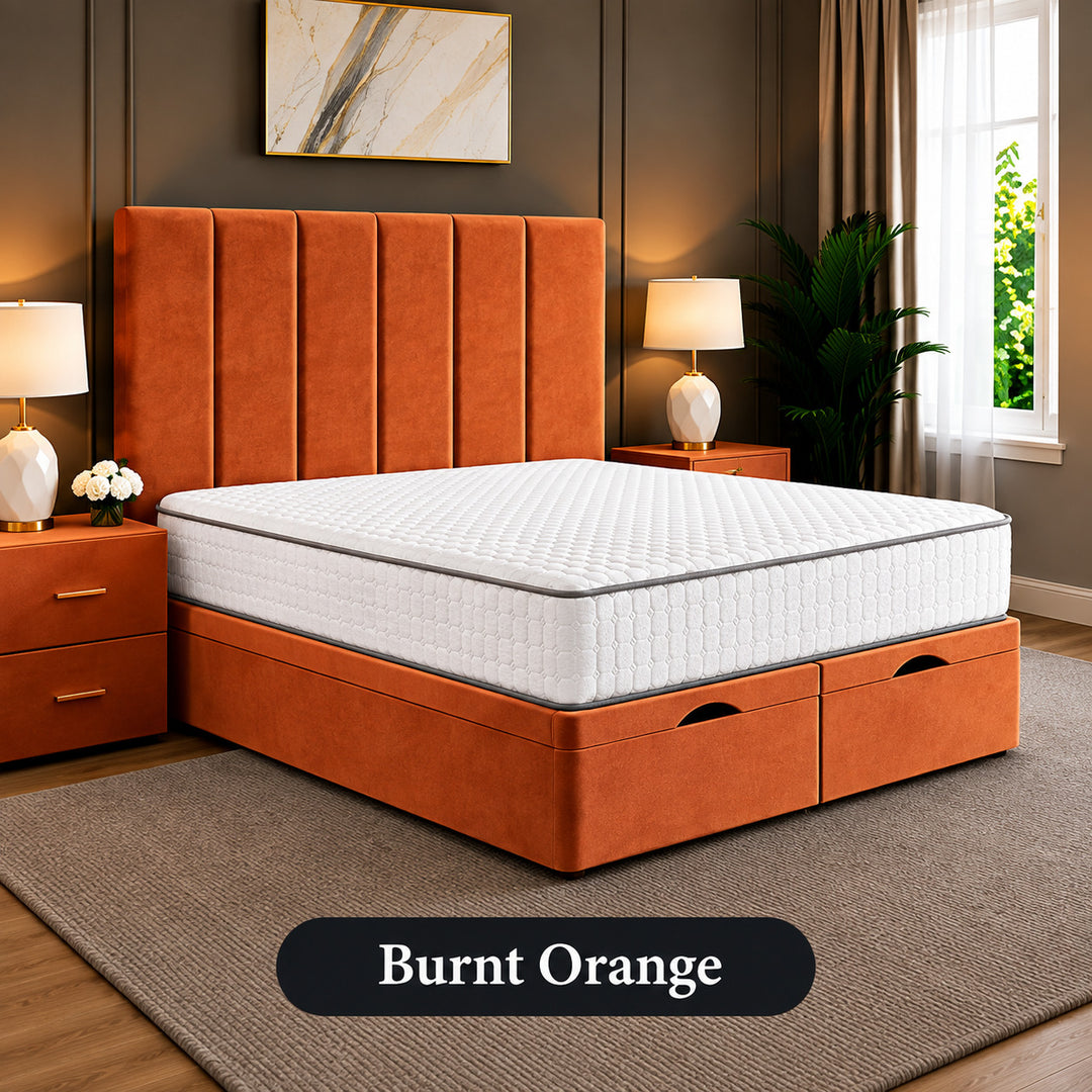 Eva Divan Storage Striped Ottoman Bed Frame