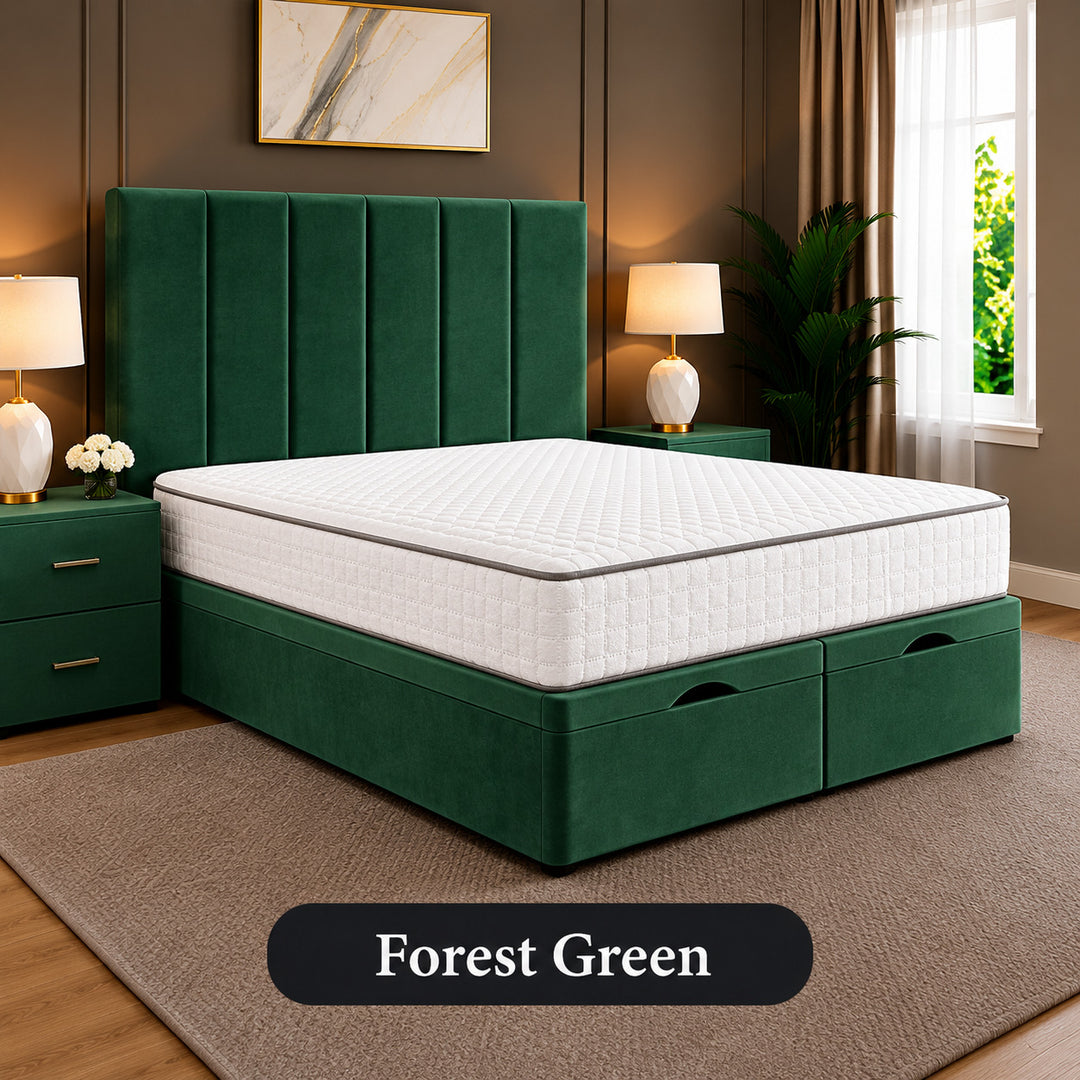 Eva Divan Storage Striped Ottoman Bed Frame
