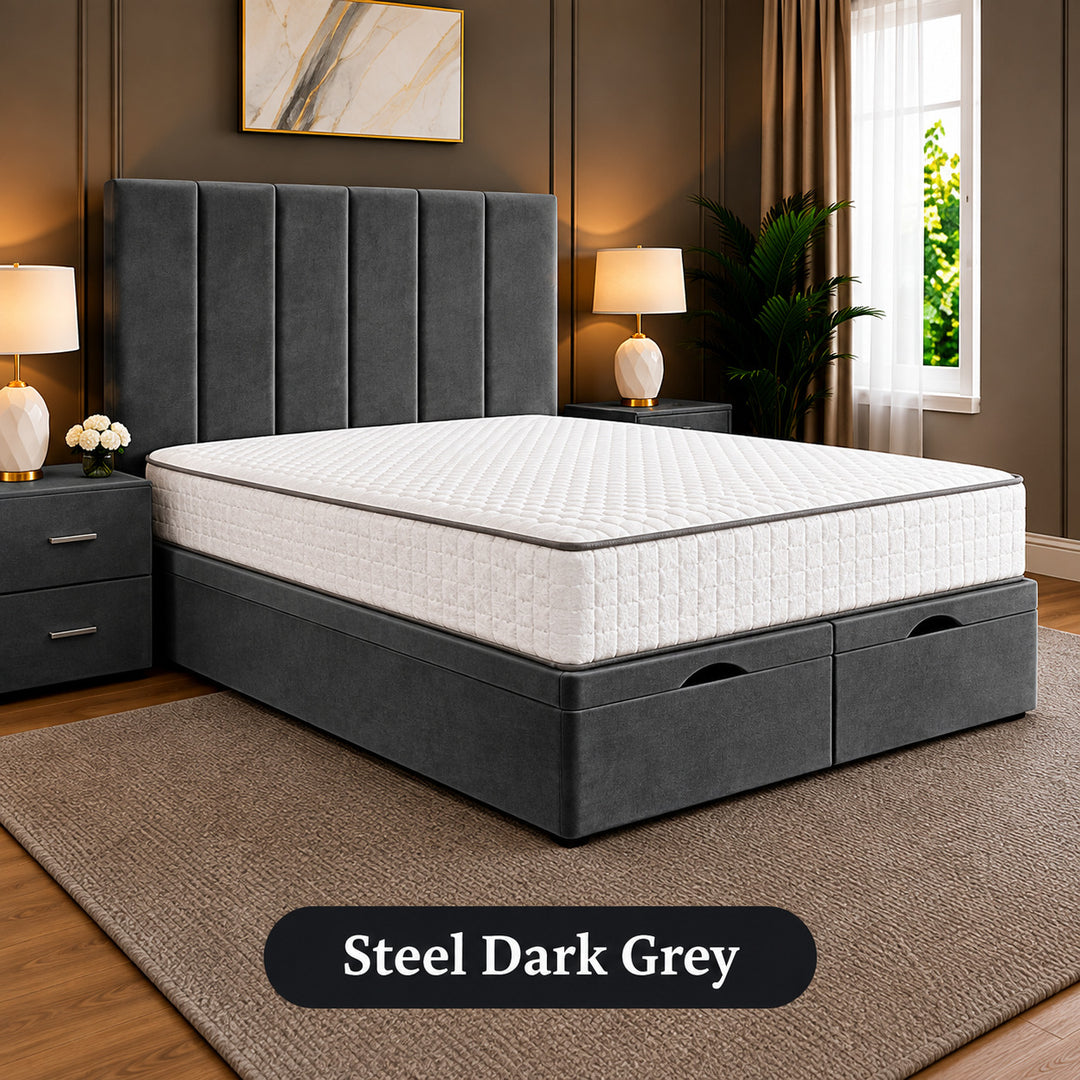 Eva Divan Storage Striped Ottoman Bed Frame