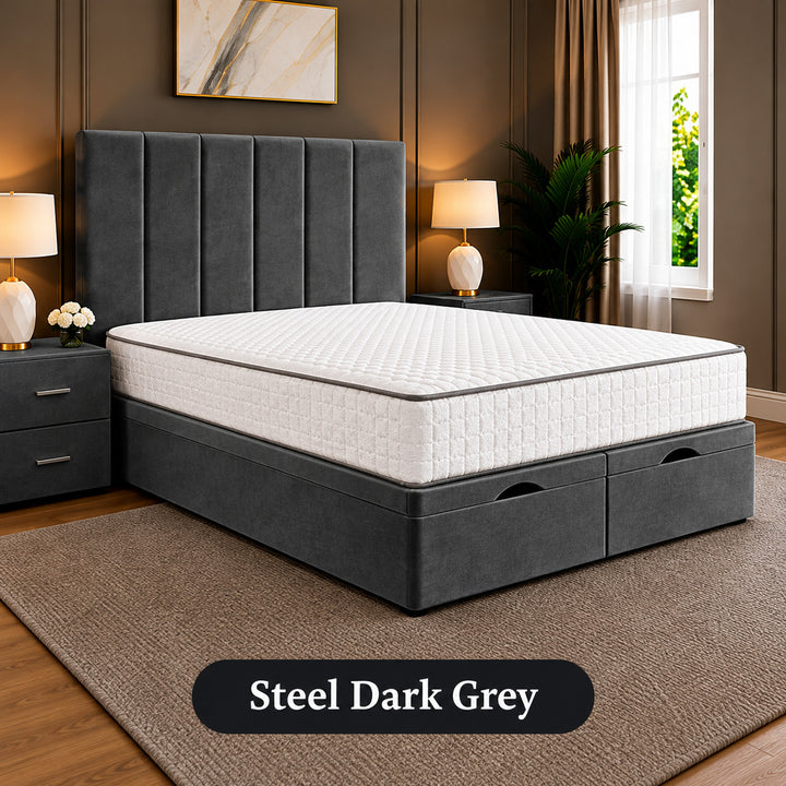 Eva Divan Storage Striped Ottoman Bed Frame