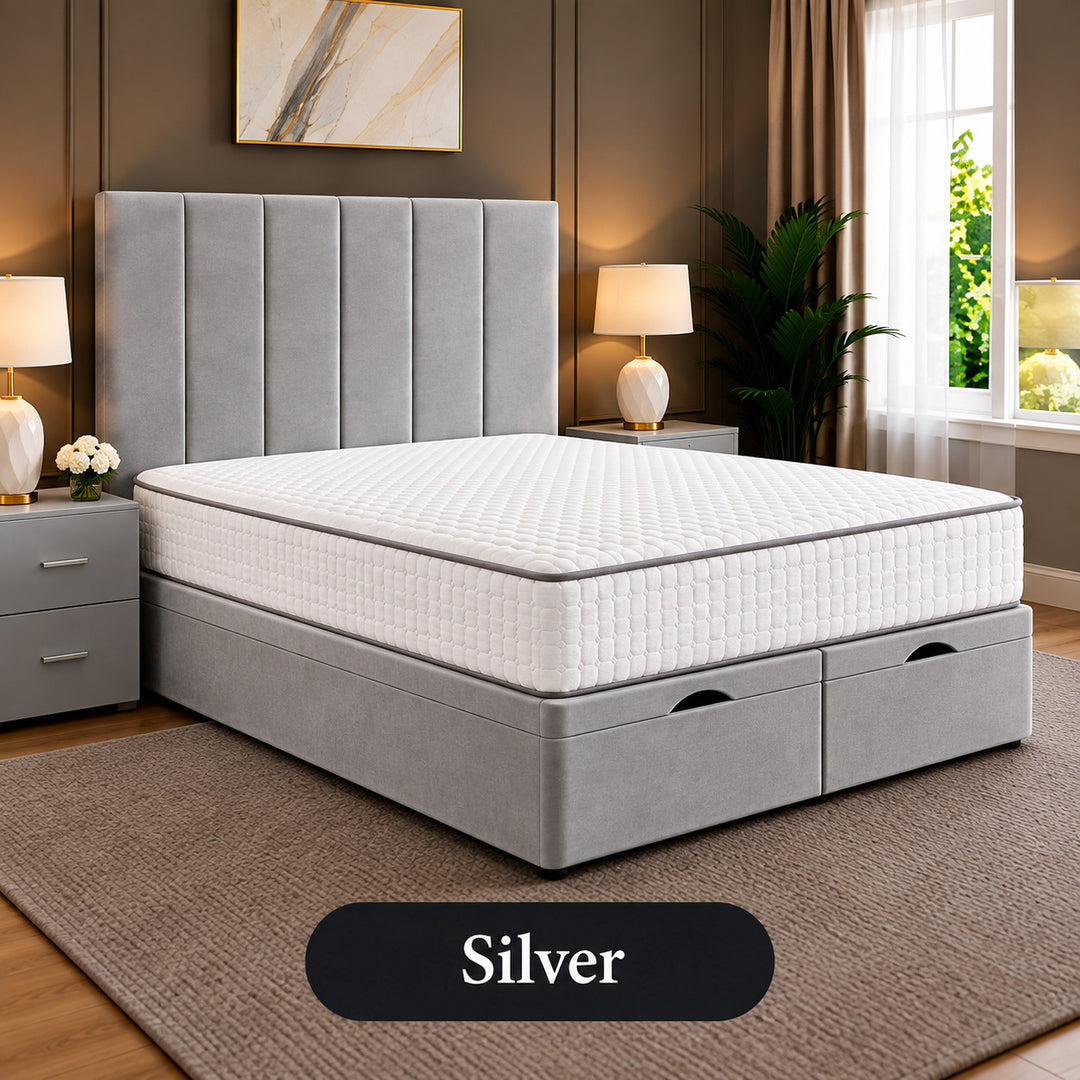 Eva Divan Storage Striped Ottoman Bed Frame