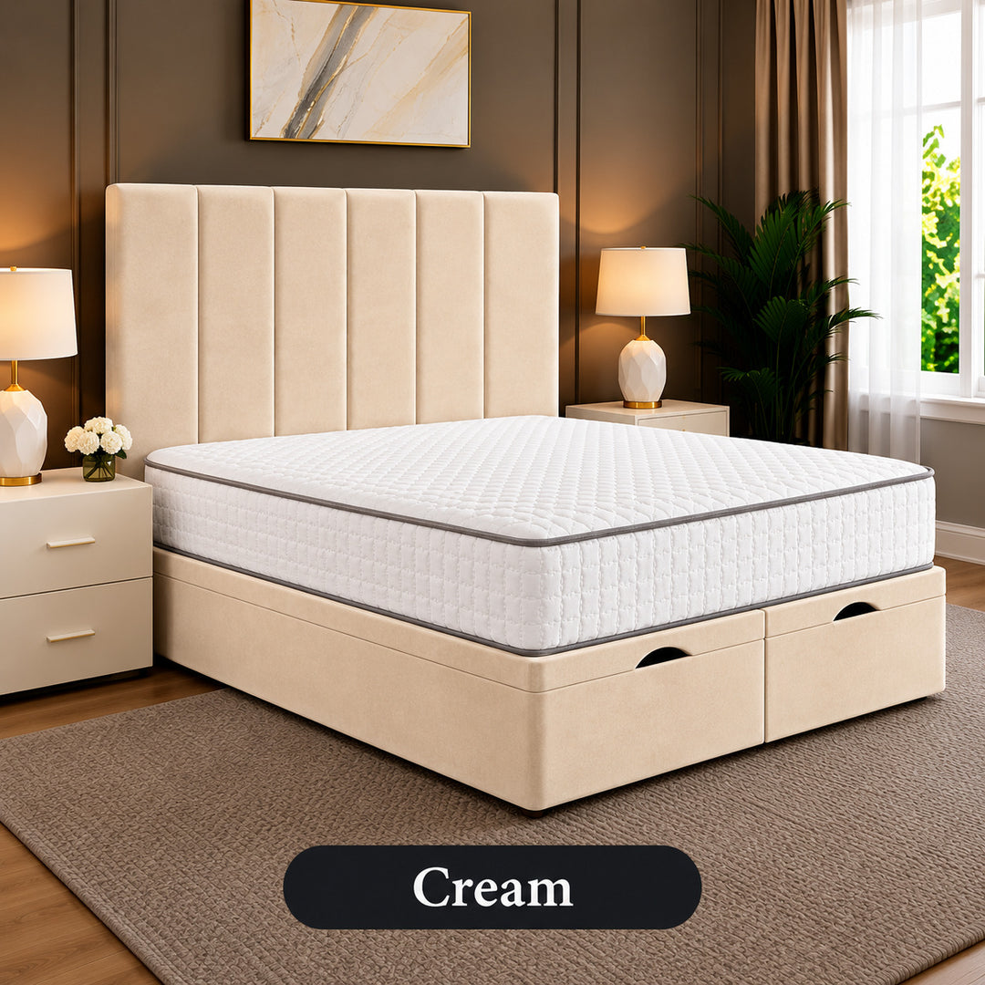 Eva Divan Storage Striped Ottoman Bed Frame