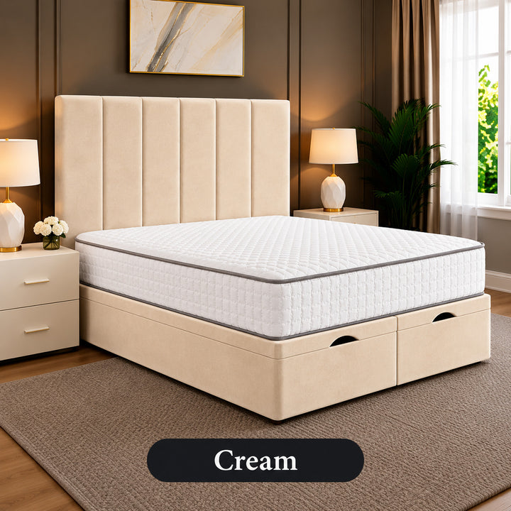 Eva Divan Storage Striped Ottoman Bed Frame