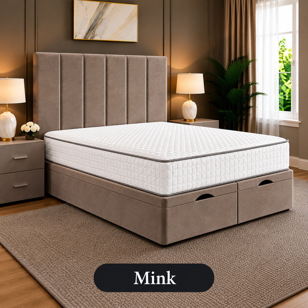 Eva Divan Storage Striped Ottoman Bed Frame