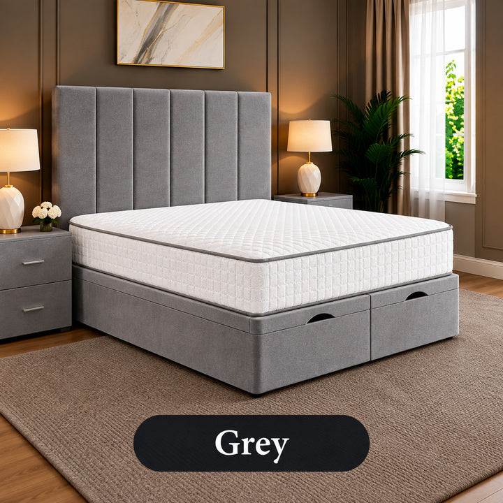 Eva Divan Storage Striped Ottoman Bed Frame