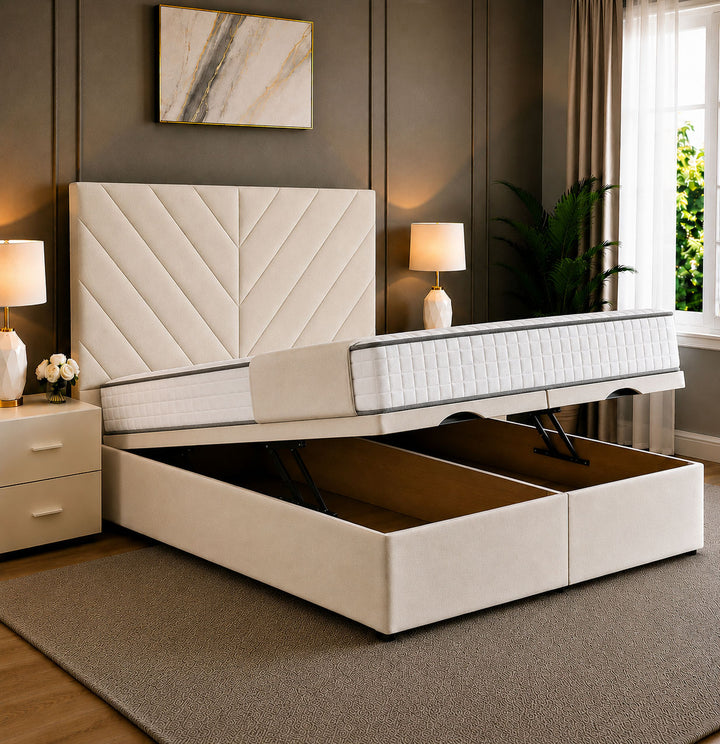 Paris Chevron Divan Ottoman Storage Bed Frame