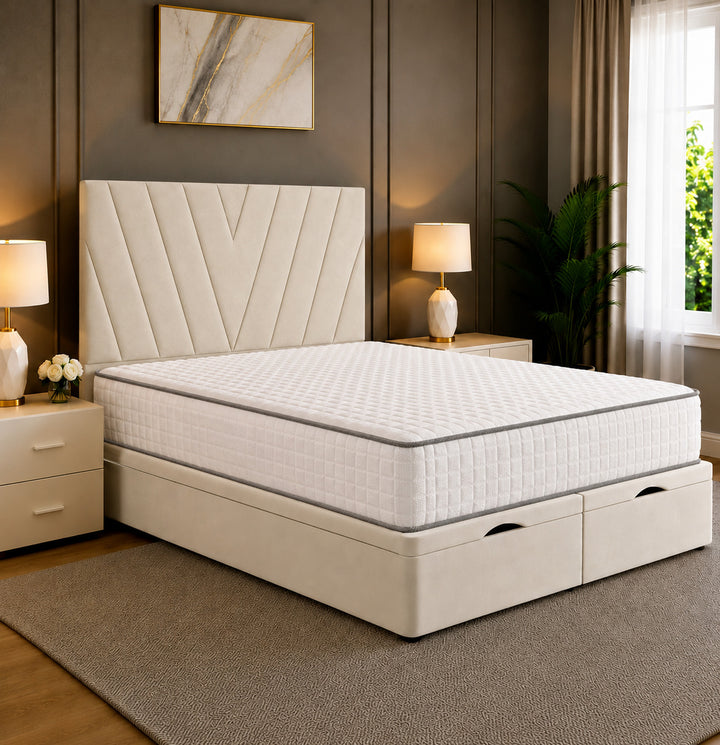 Maya Chevron Divan Ottoman Storage Bed Frame