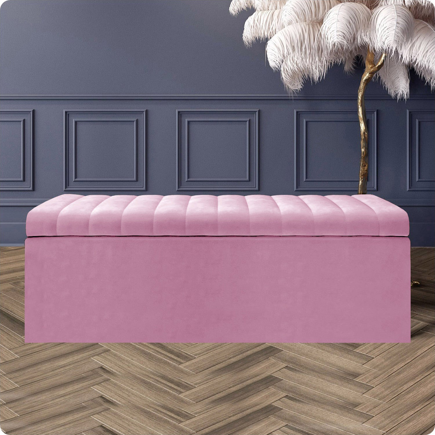 Safar Large Ottoman Storage Box - Upholstered Blanket Box
