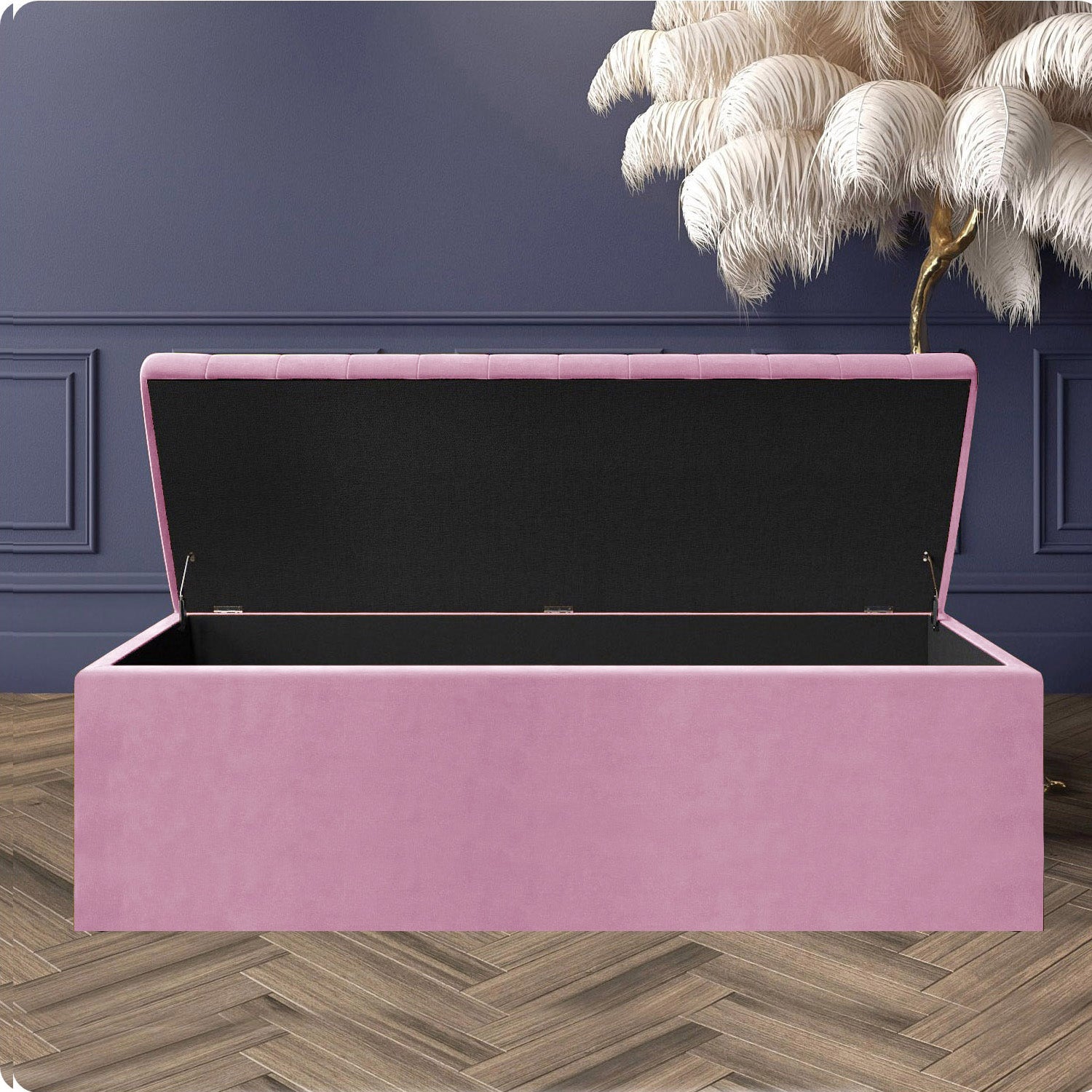 Safar Large Ottoman Storage Box - Upholstered Blanket Box