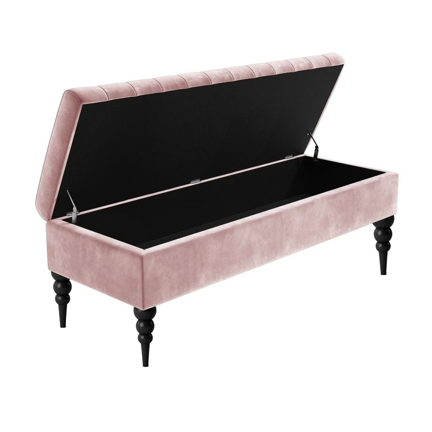 Sierra Ottoman Storage Bench with Black Turned Wooden Legs