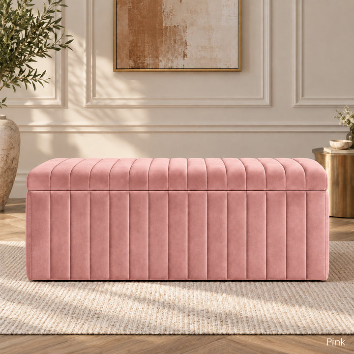 Lux Striped Ottoman Storage Box in Velvet