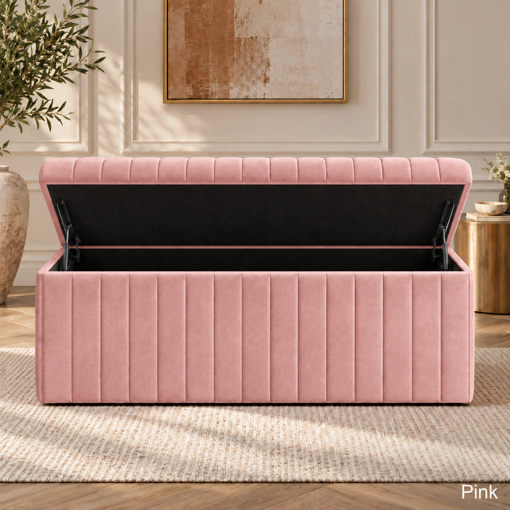 Lux Striped Ottoman Storage Box in Velvet
