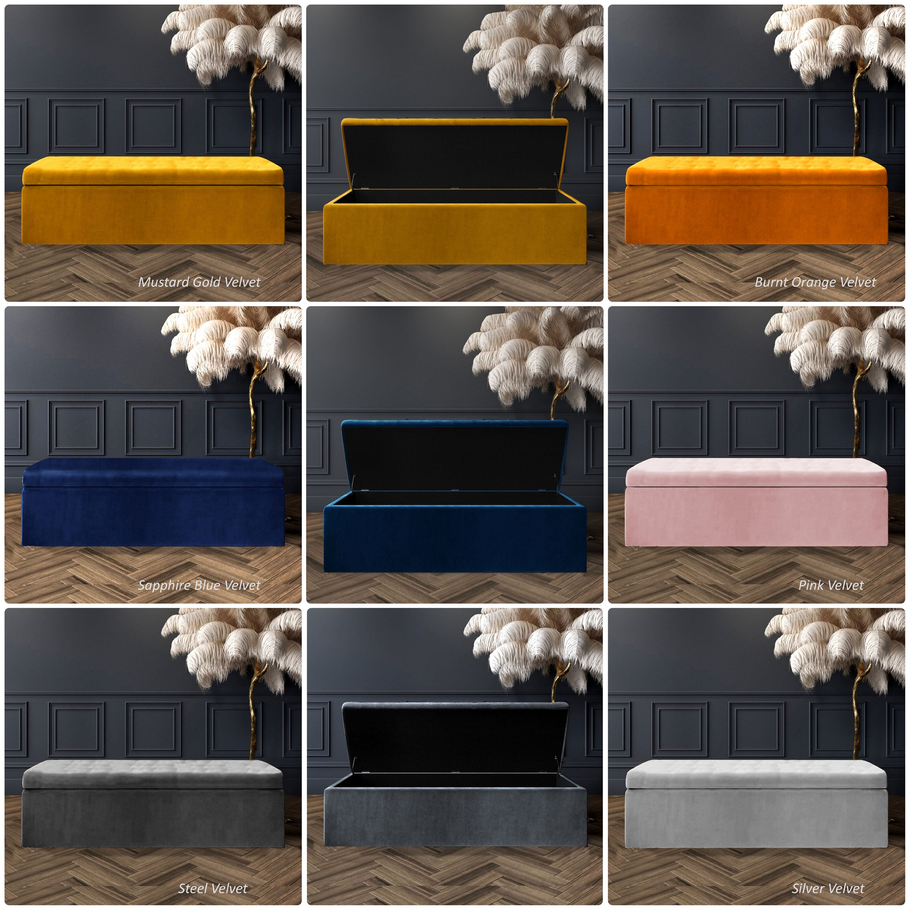 Safar Large Ottoman Storage Box with Plain Lid