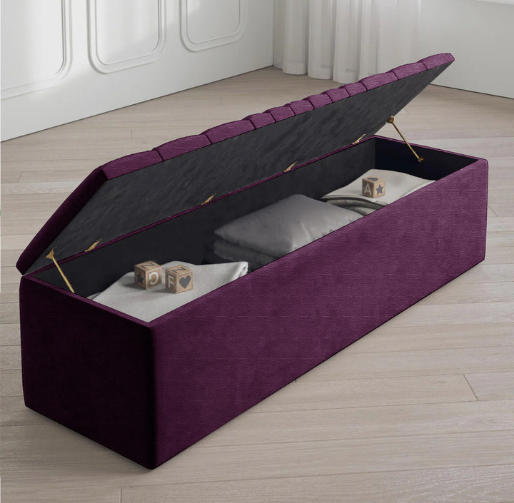 Large Naples Ottoman Storage Box - Striped Upholstered Blanket Box