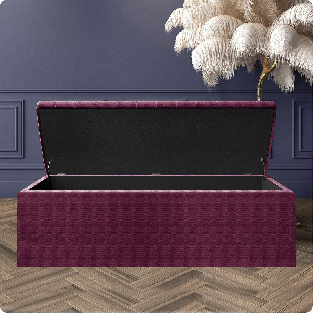 Large Safar Naples Ottoman Storage Box - Striped Upholstered Blanket Box