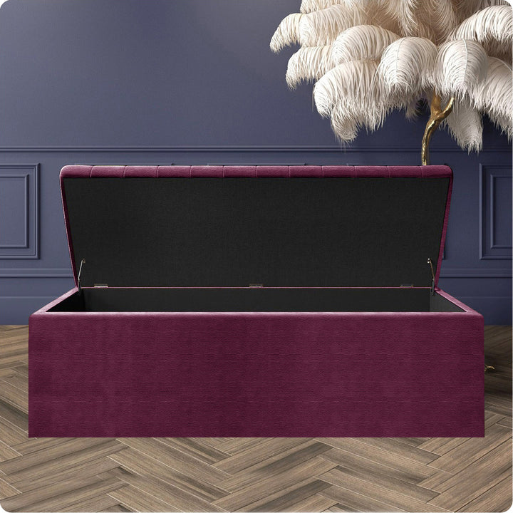 Large Safar Naples Ottoman Storage Box - Striped Upholstered Blanket Box