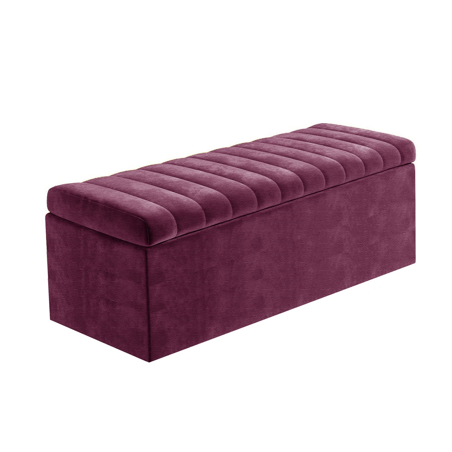 Large Safar Naples Ottoman Storage Box - Striped Upholstered Blanket Box
