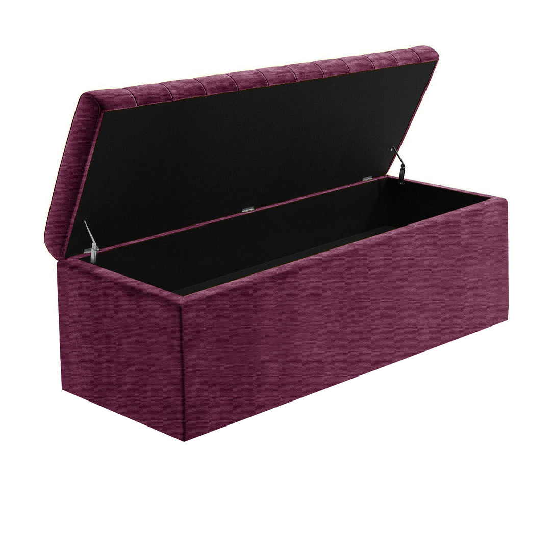 Large Safar Naples Ottoman Storage Box - Striped Upholstered Blanket Box