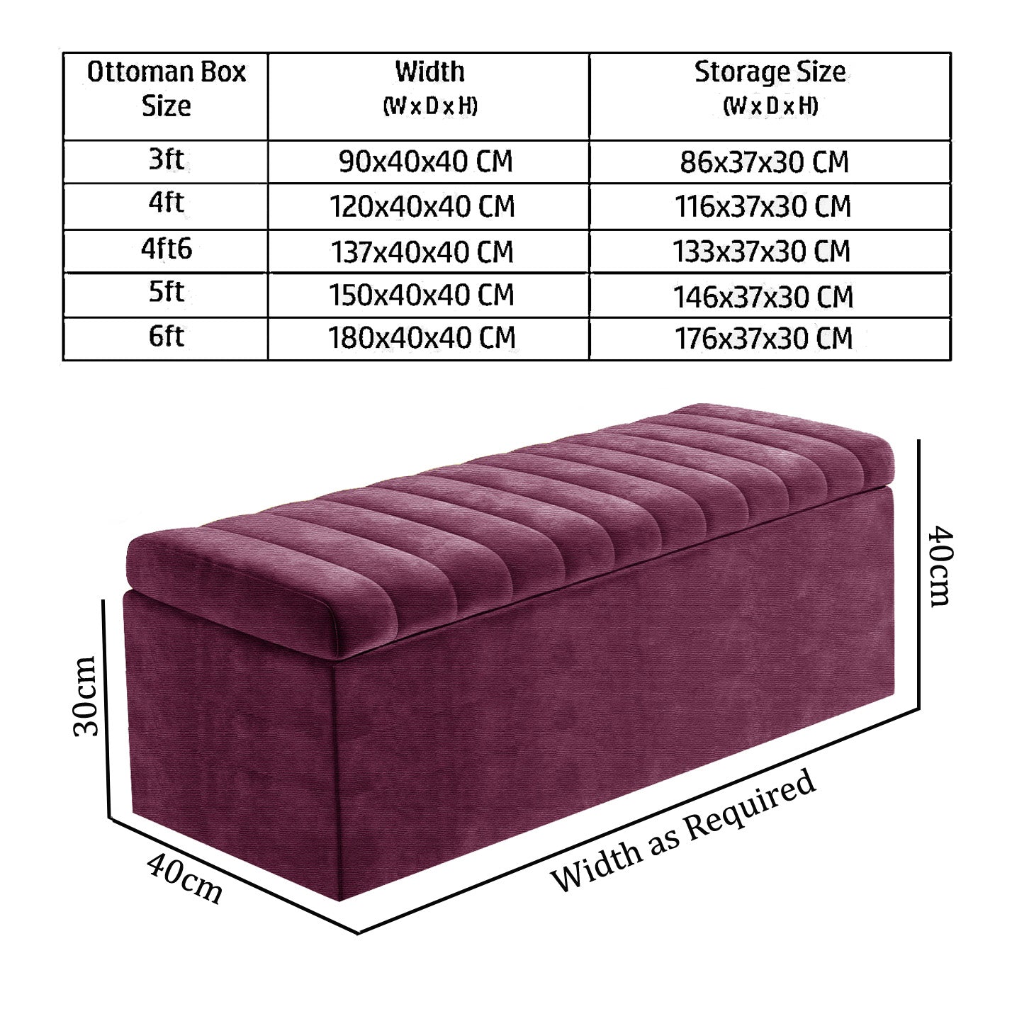 Large Safar Naples Ottoman Storage Box - Striped Upholstered Blanket Box