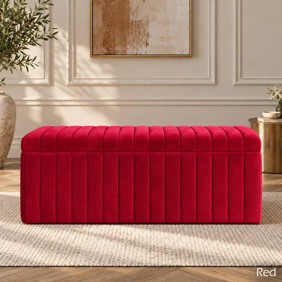 Lux Striped Ottoman Storage Box in Velvet
