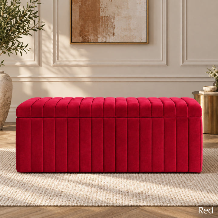 Lux Striped Ottoman Storage Box in Velvet