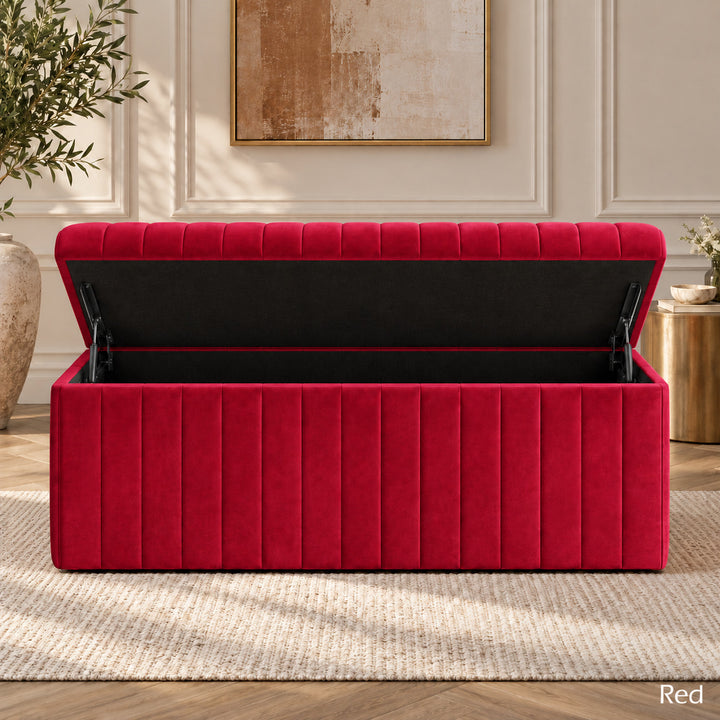 Lux Striped Ottoman Storage Box in Velvet