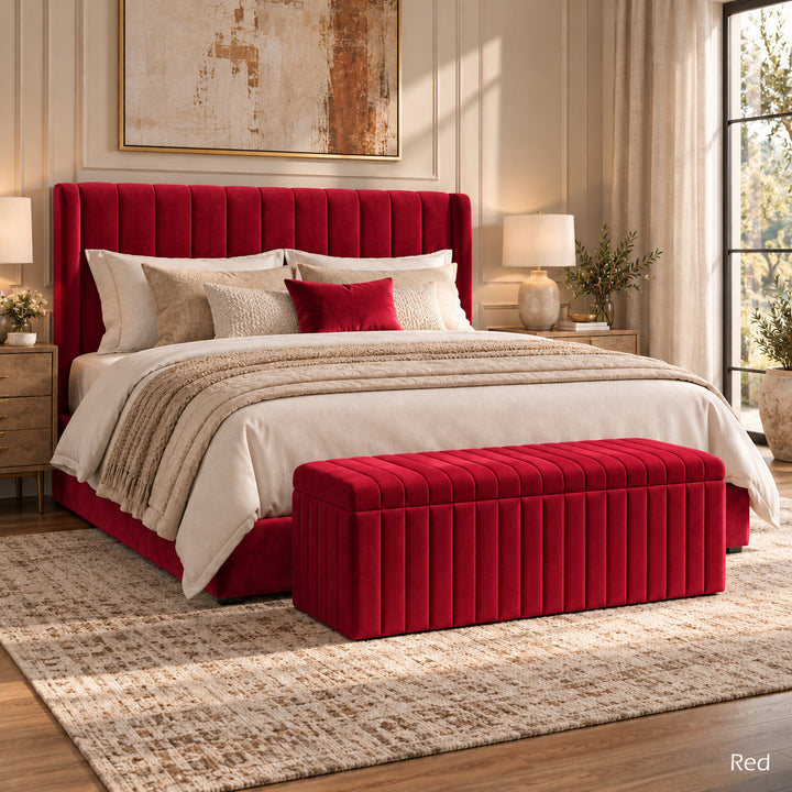 Lux Striped Ottoman Storage Box in Velvet