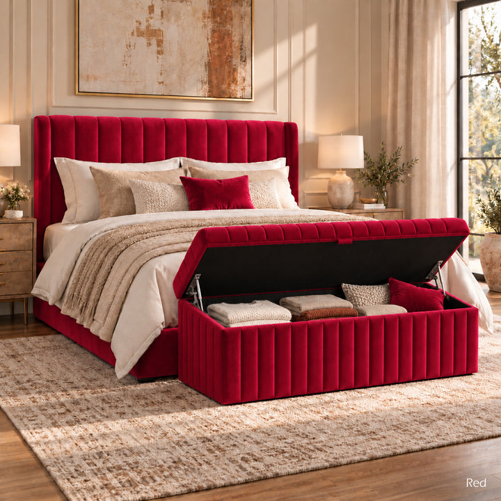Lux Striped Ottoman Storage Box in Velvet