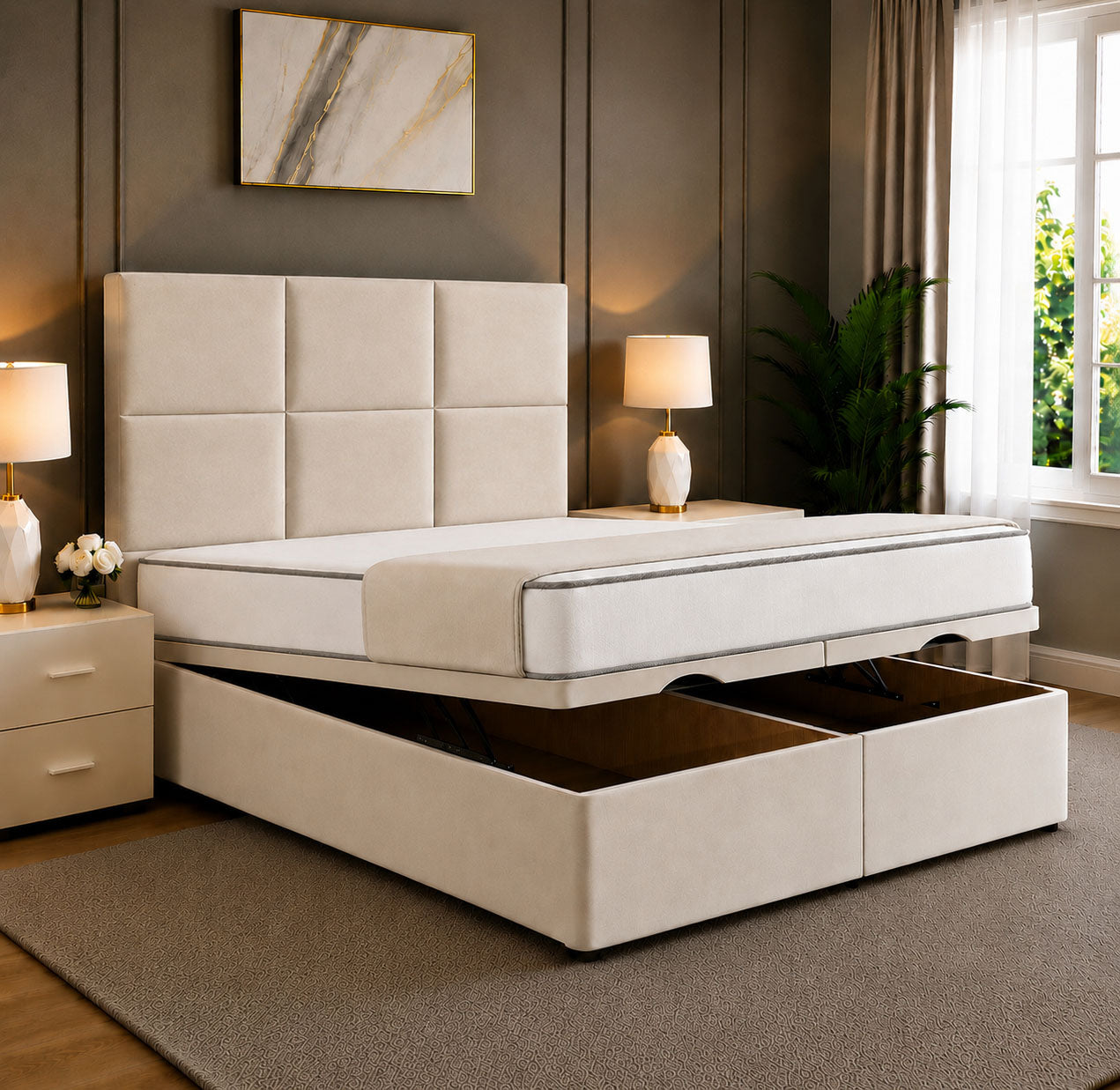 Rivo Cubed Tufted Divan Storage Ottoman Bed Frame