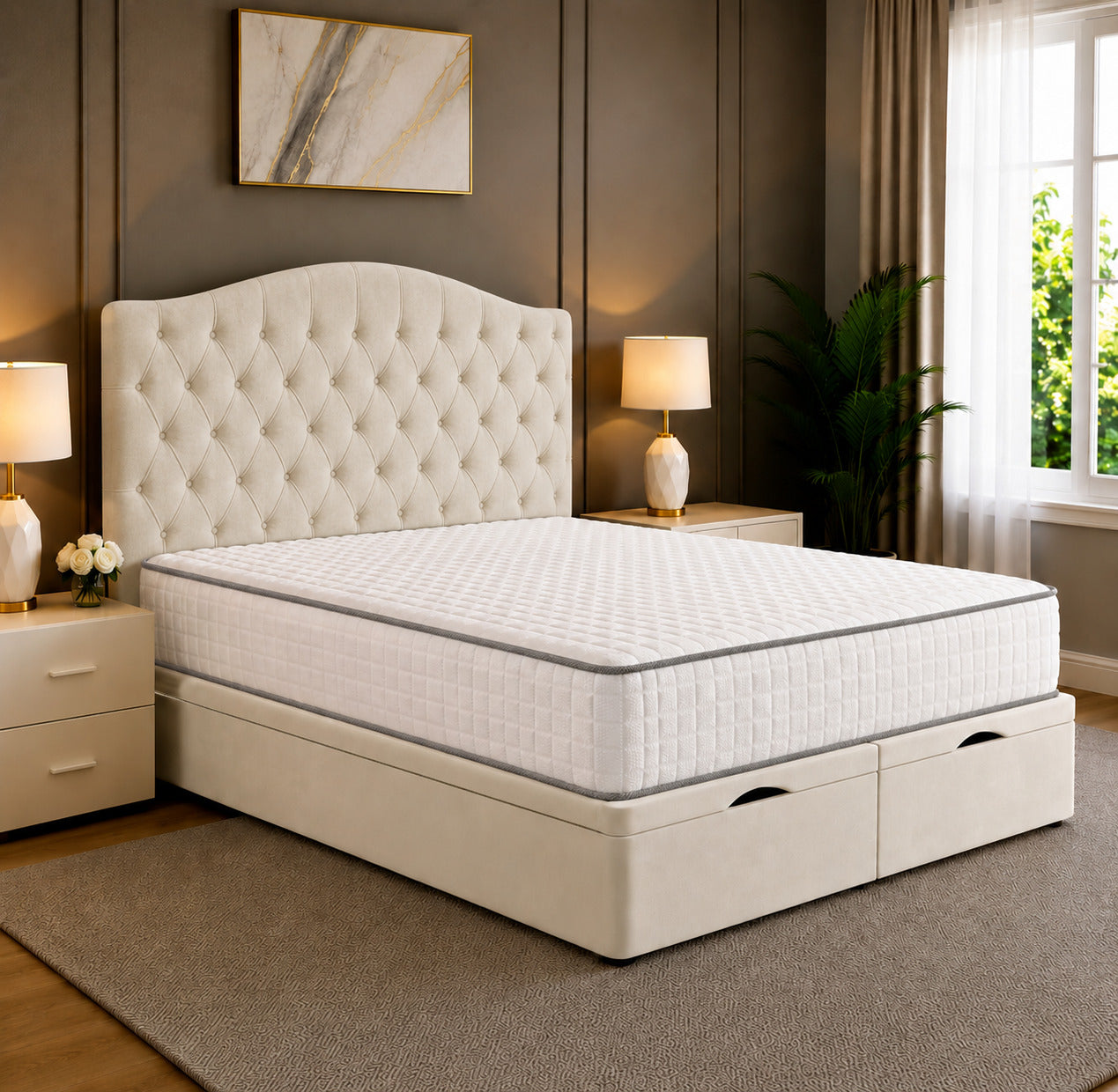 Roya Chesterfield Tufted Divan Storage Ottoman Bed Frame