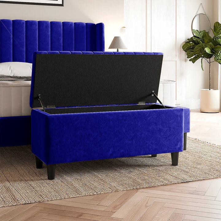 Lined Upholstered Ottoman Storage Box
