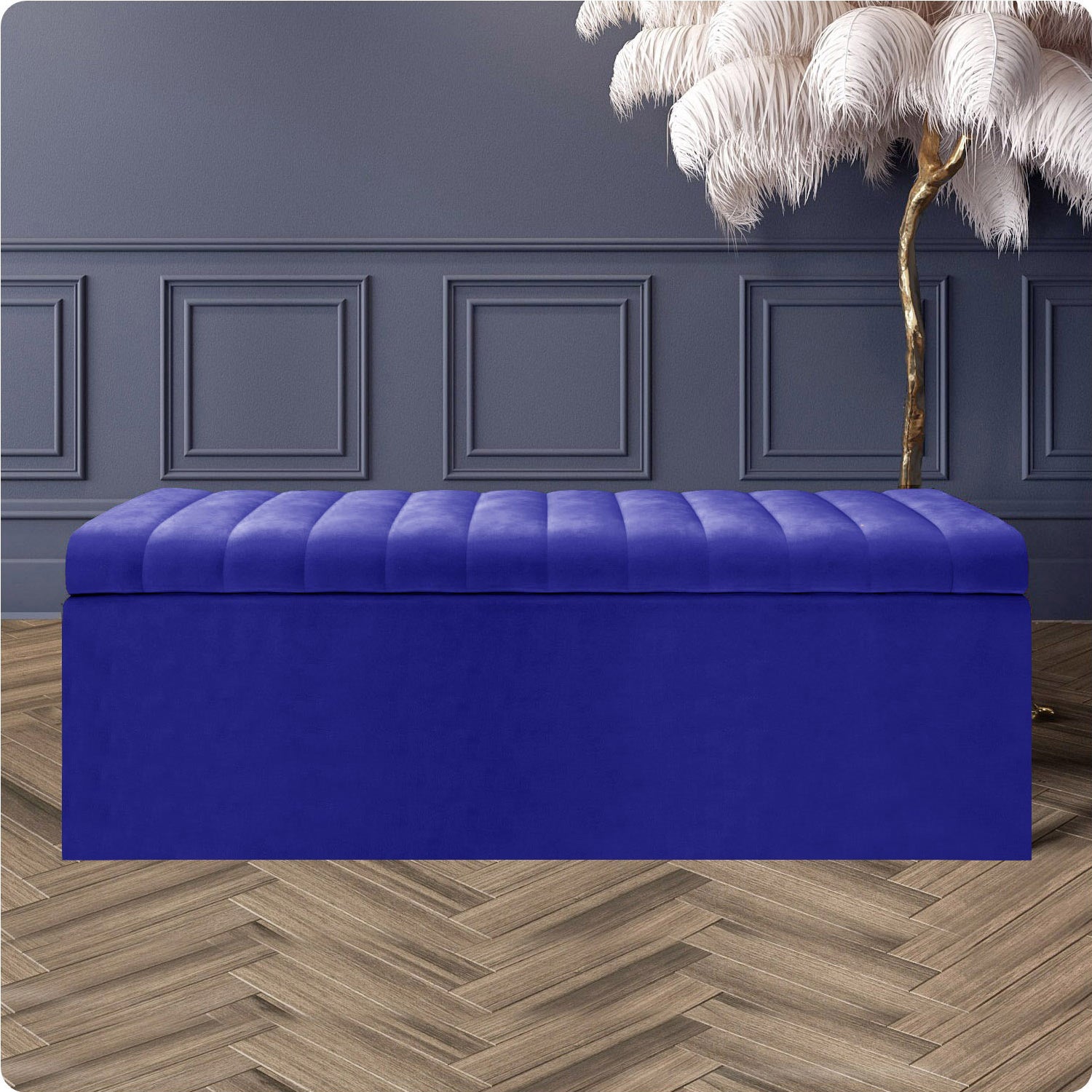 Safar Large Ottoman Storage Box - Upholstered Blanket Box