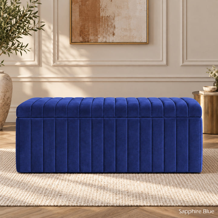 Lux Striped Ottoman Storage Box in Velvet