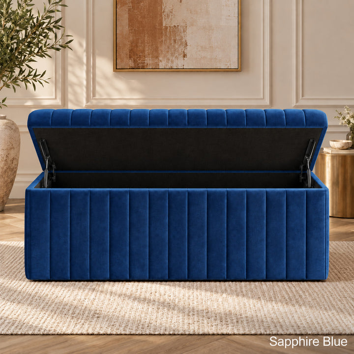 Lux Striped Ottoman Storage Box in Velvet