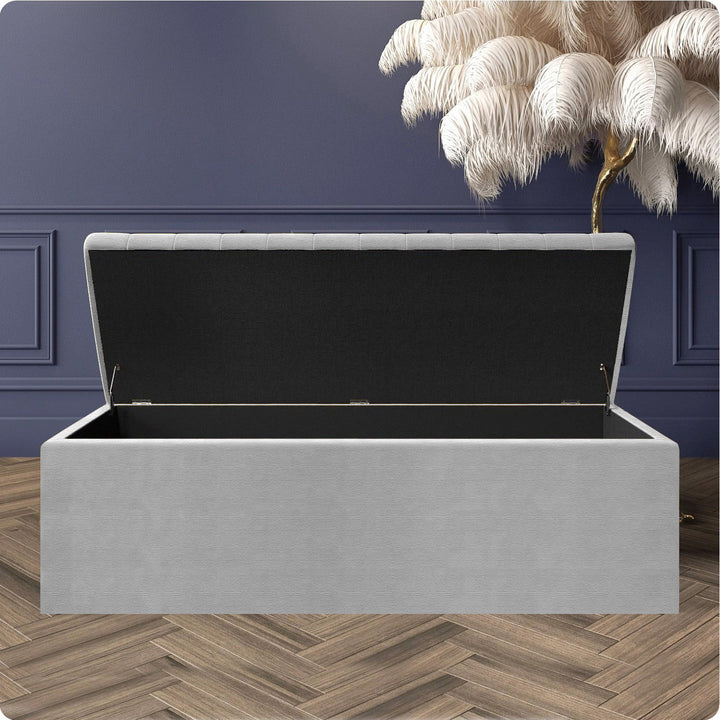 Large Safar Naples Ottoman Storage Box - Striped Upholstered Blanket Box
