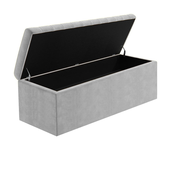 Large Safar Naples Ottoman Storage Box - Striped Upholstered Blanket Box