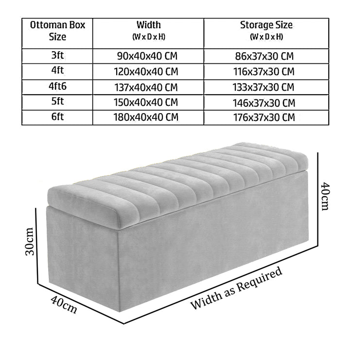 Large Safar Naples Ottoman Storage Box - Striped Upholstered Blanket Box