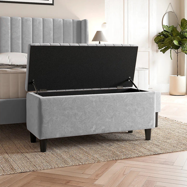 Lined Upholstered Ottoman Storage Box